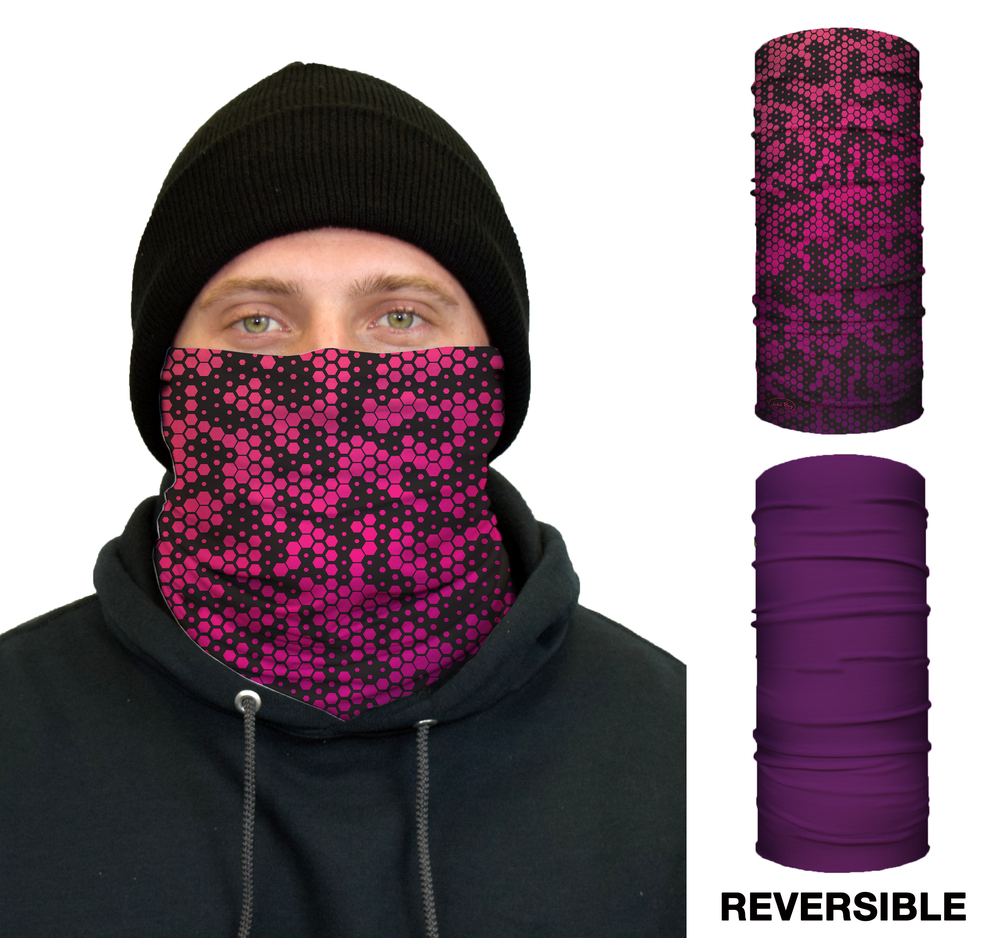 John Boy Thermal Face Guard Reversible Geometric and Pink Pattern - Flockneti