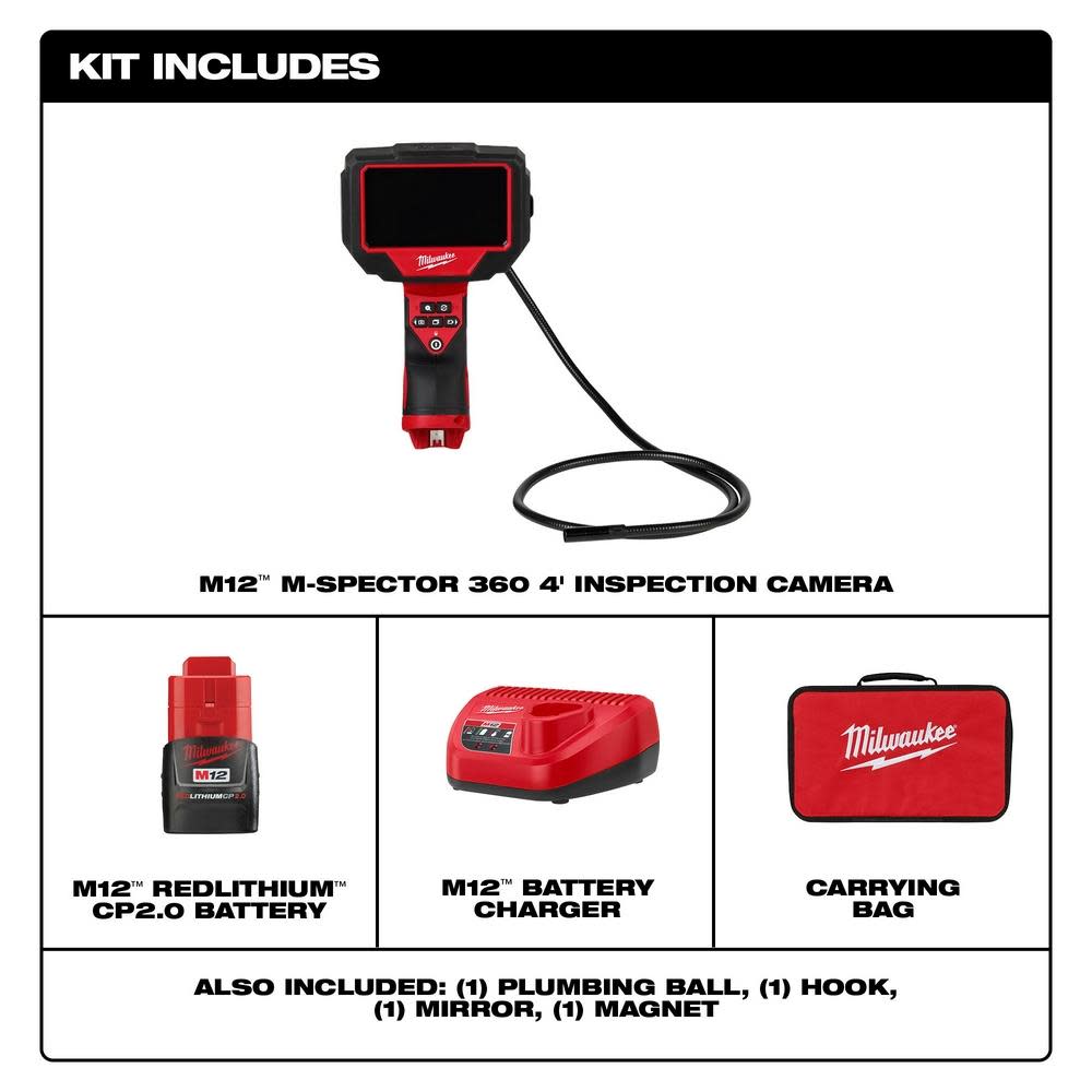 Milwaukee M12 M Spector 360 4′ Inspection Camera Kit - Flockneti