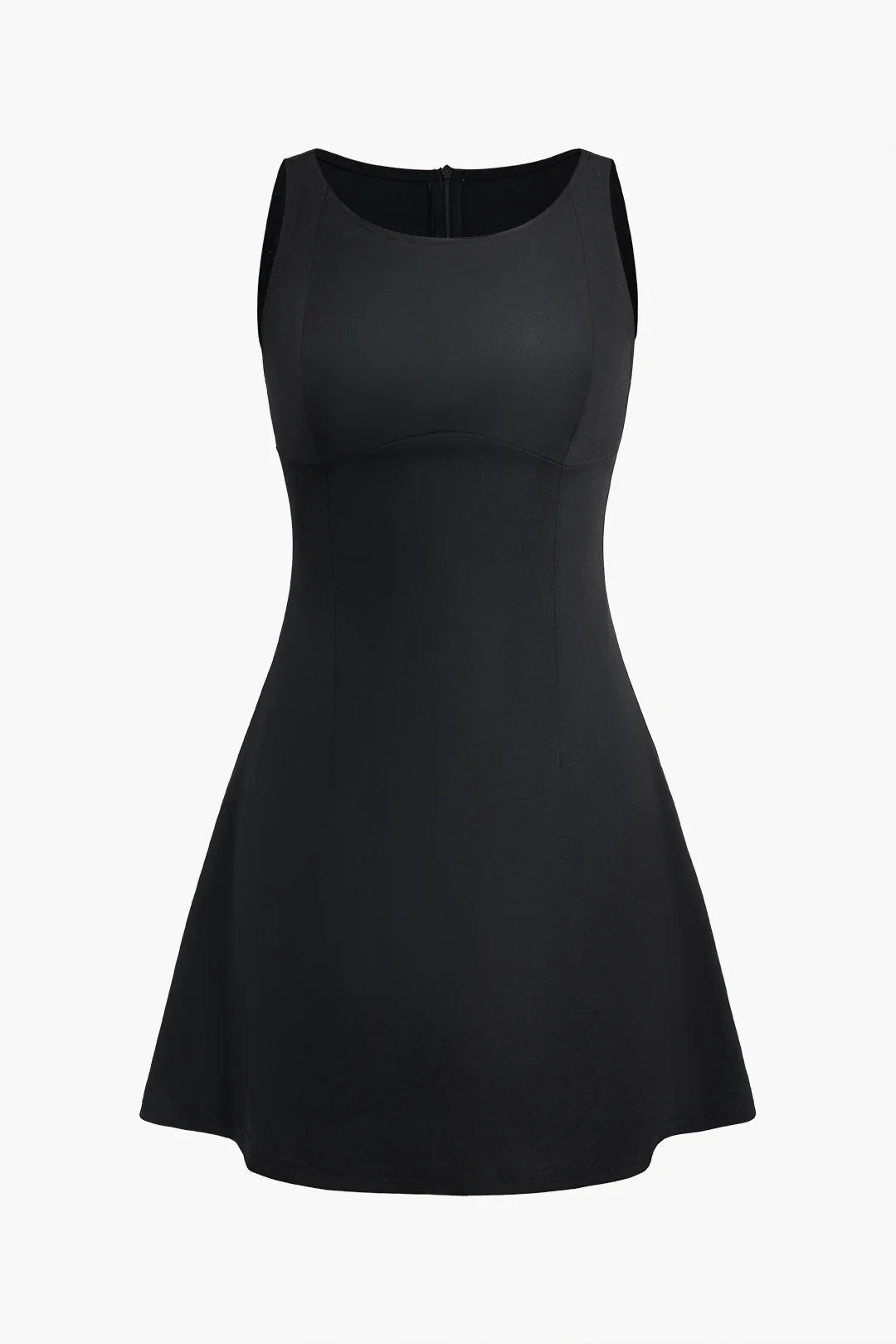 Solid Zipper Sleeveless Mini Dress - Flockneti