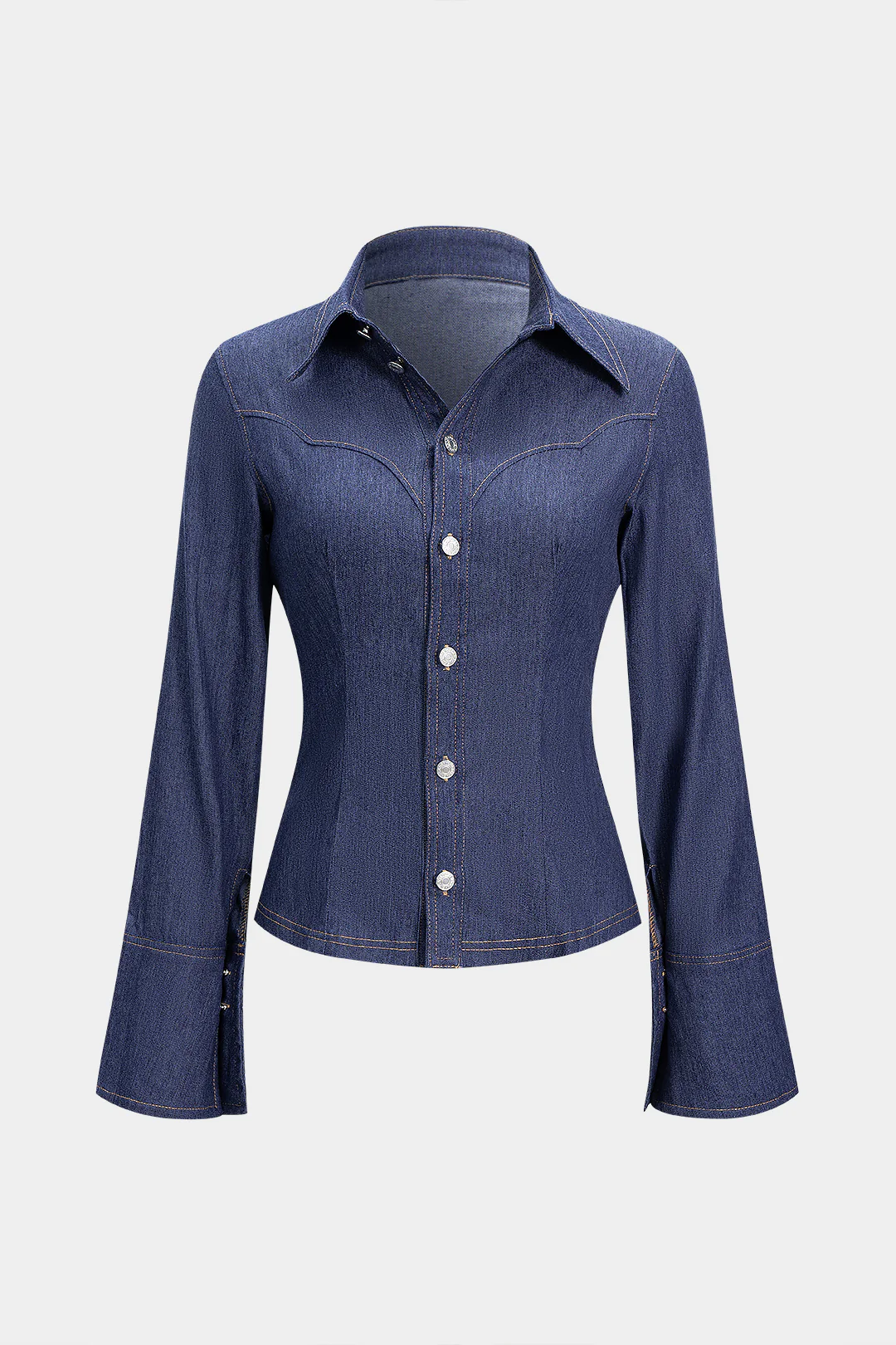 Denim Button Long-Sleeve Shirt - Flockneti