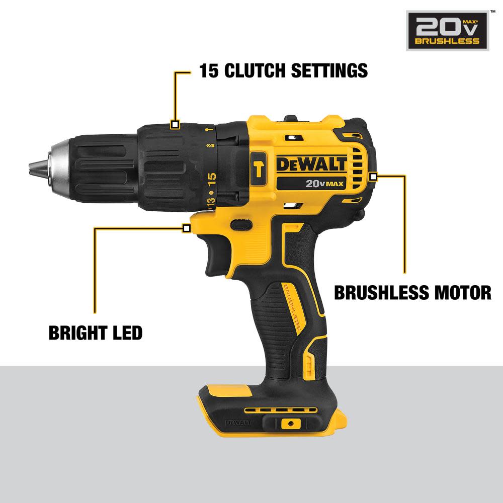 DEWALT 20V MAX Brushless Cordless 1/2 in. Hammer Drill/Driver (Tool Only) - Flockneti