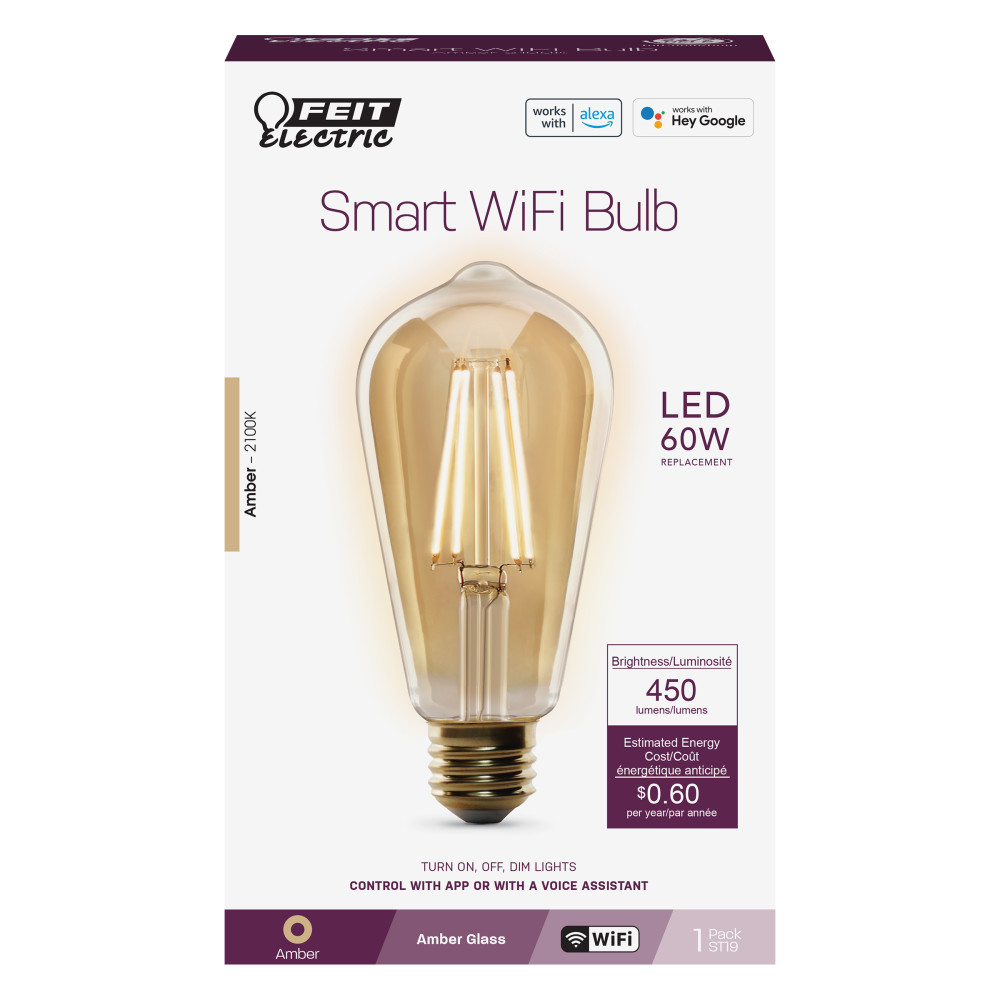 Feit Electric 60W Vintage ST19 Smart WiFi LED Bulb 1pk - Flockneti