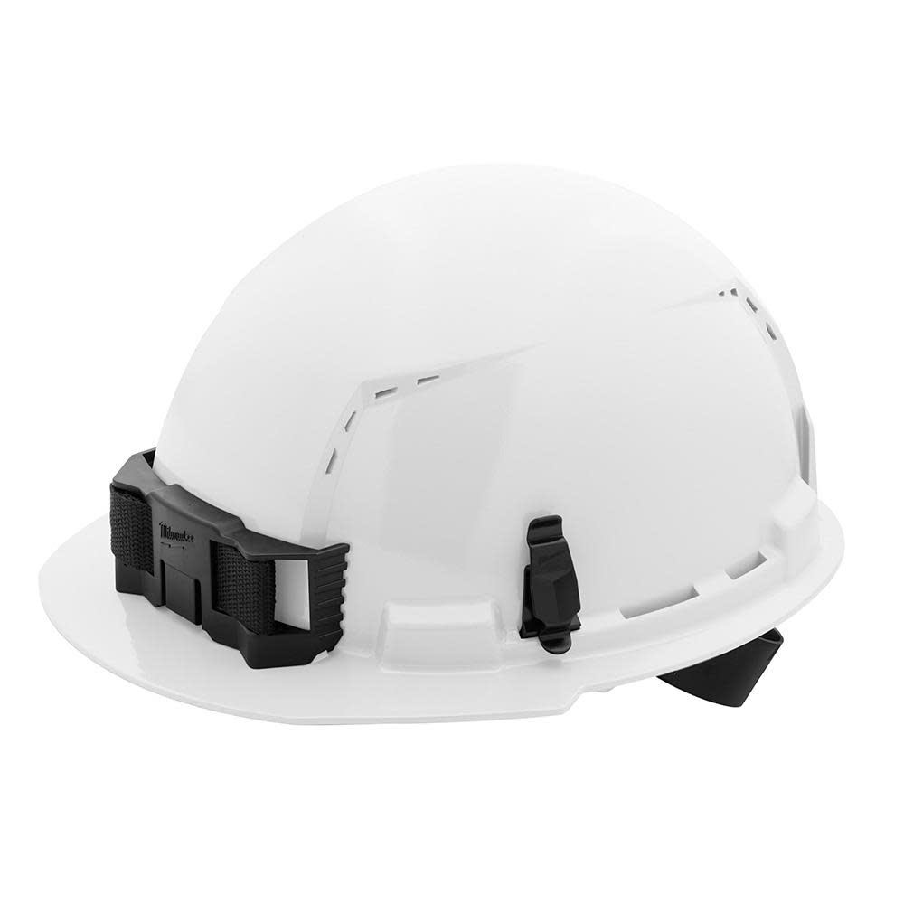 Milwaukee White Front Brim Vented Hard Hat with 4pt Ratcheting Suspension Type 1 Class C - Flockneti