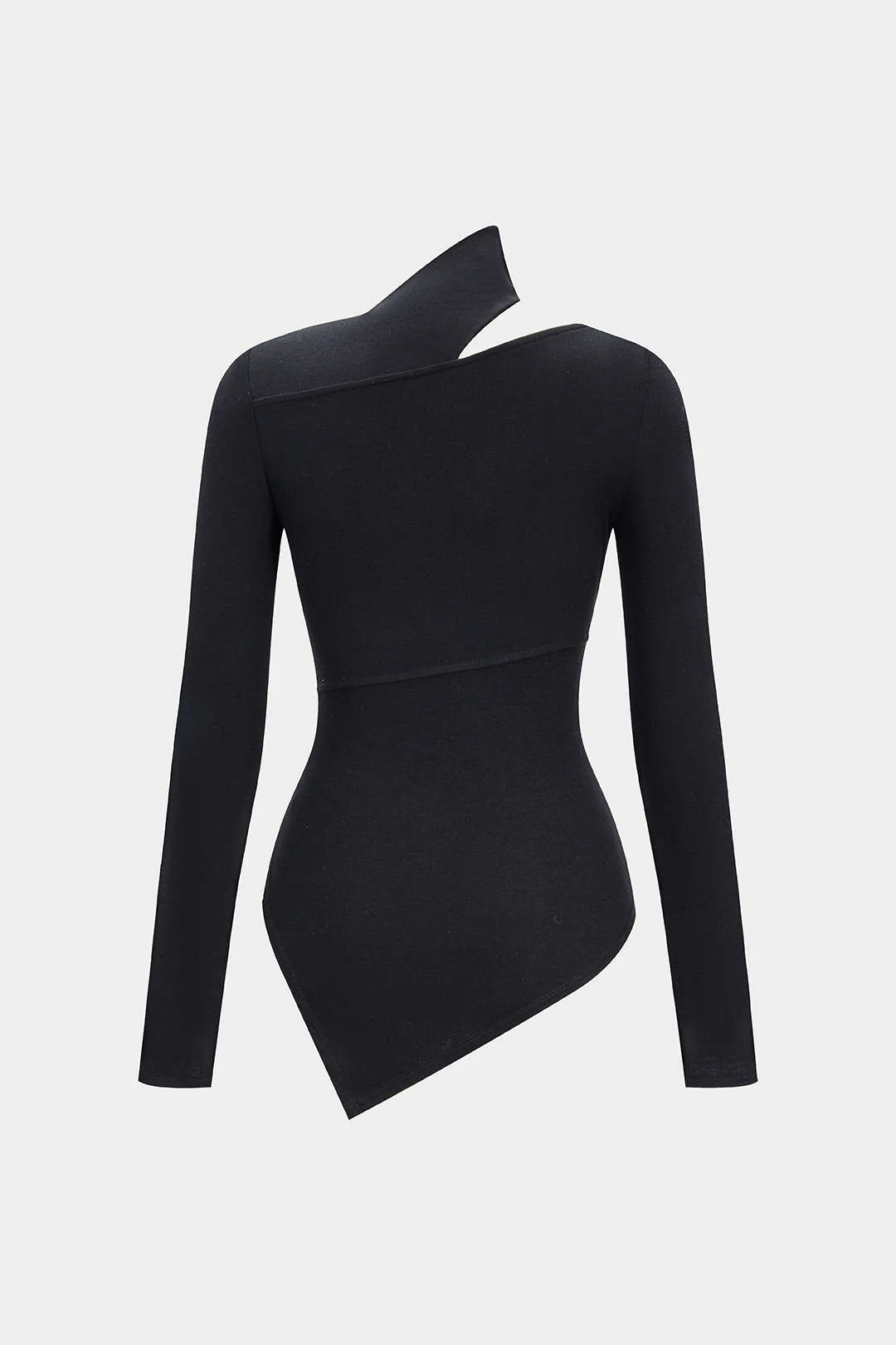 Metallic Ring Asymmetrical Long-Sleeve Top - Flockneti