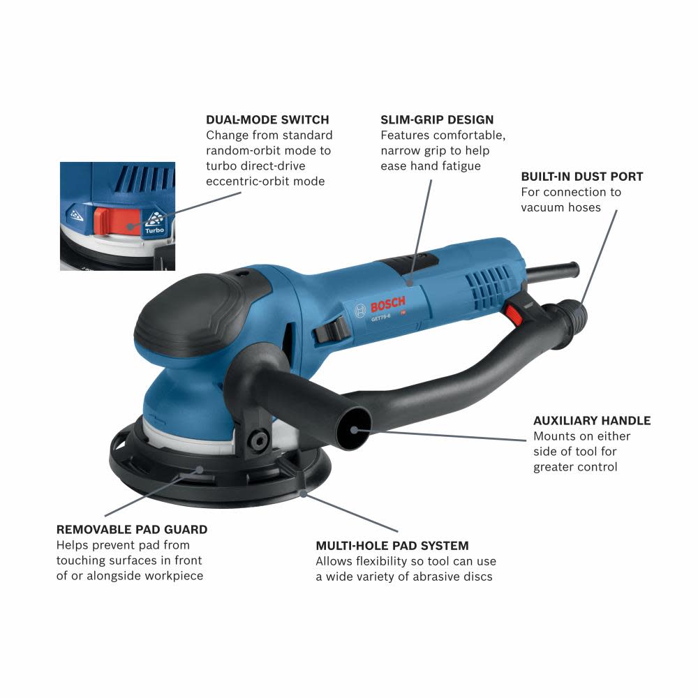 Bosch Reconditioned 6 In. Dual-Mode Random Orbit Sander - Flockneti
