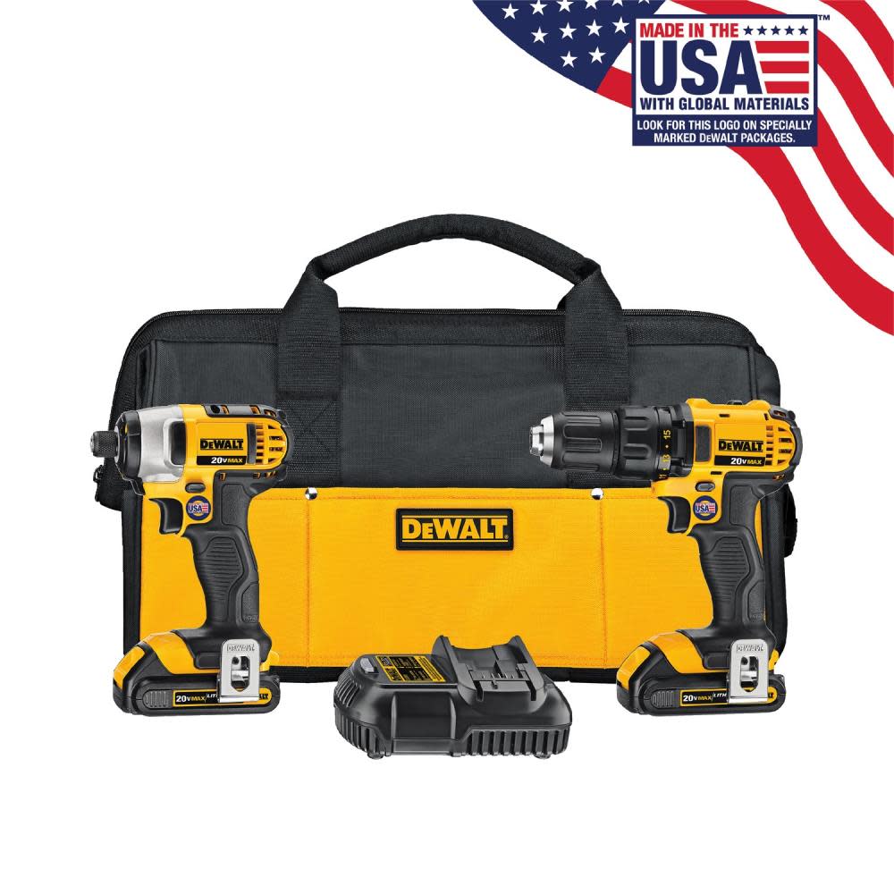 DEWALT 20V MAX Compact Drill/Driver / Impact Driver Combo Kit - Flockneti