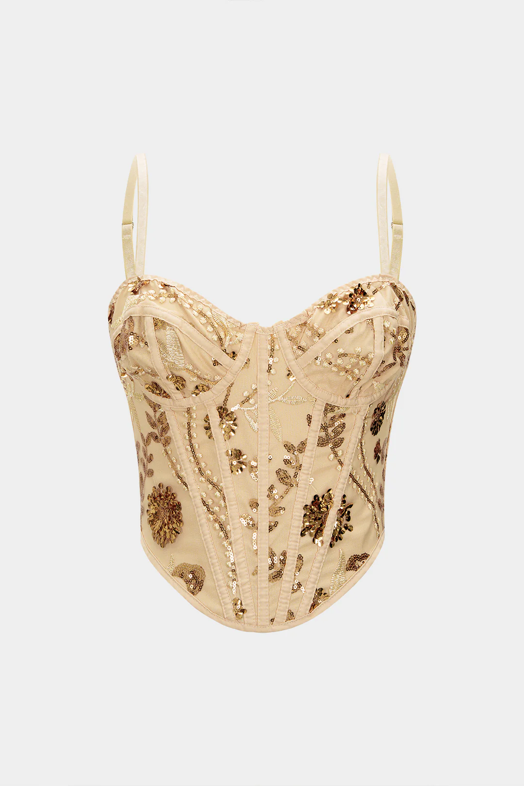 Mesh Patchwork Sequin Embroidery Tie-Up Cami Top - Flockneti