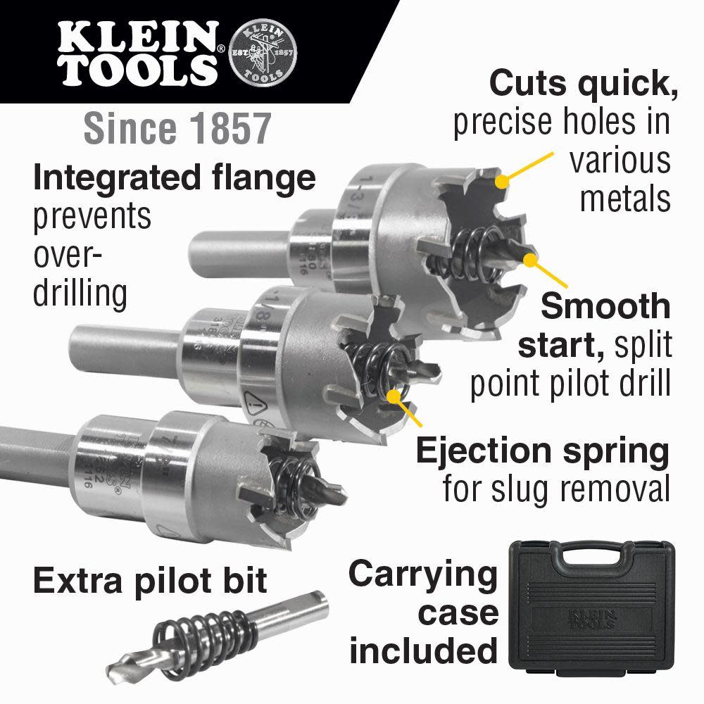 Klein Tools Carbide Hole Cutter Set 4 Pc - Flockneti