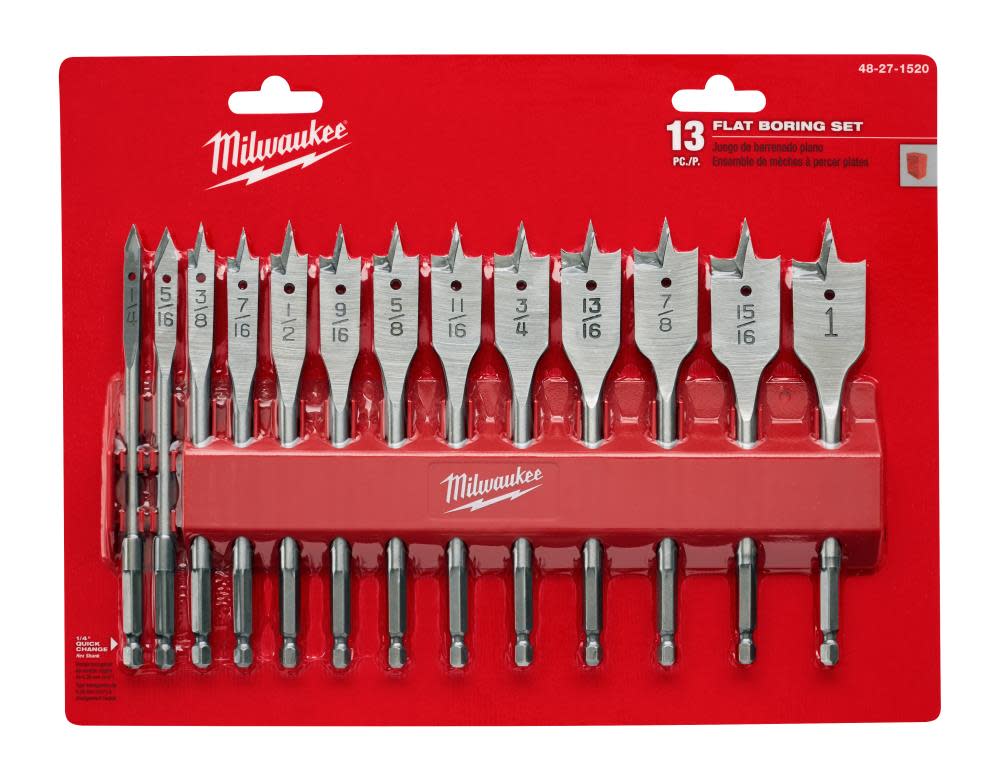 Milwaukee 13 PC Flat Boring Bit Set - Flockneti