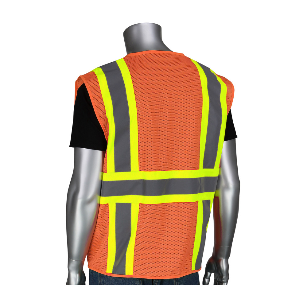 Protective Industrial Products Value Mesh Vest Class 2 Hi-Vis Orange Four Pocket XL - Flockneti