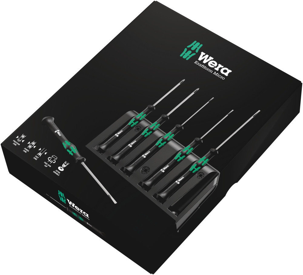 Wera Tools 6pc 2035/6 A Micro Screwdriver Set with Rack - Flockneti