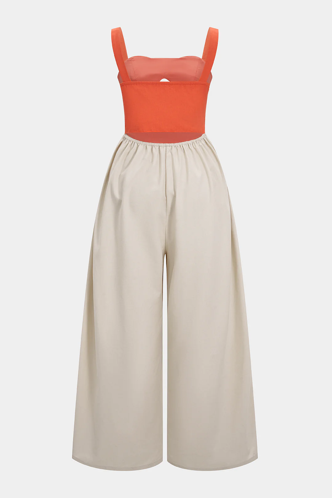 Contrast Cut Out Twist Knot Sleeveless Jumpsuit - Flockneti