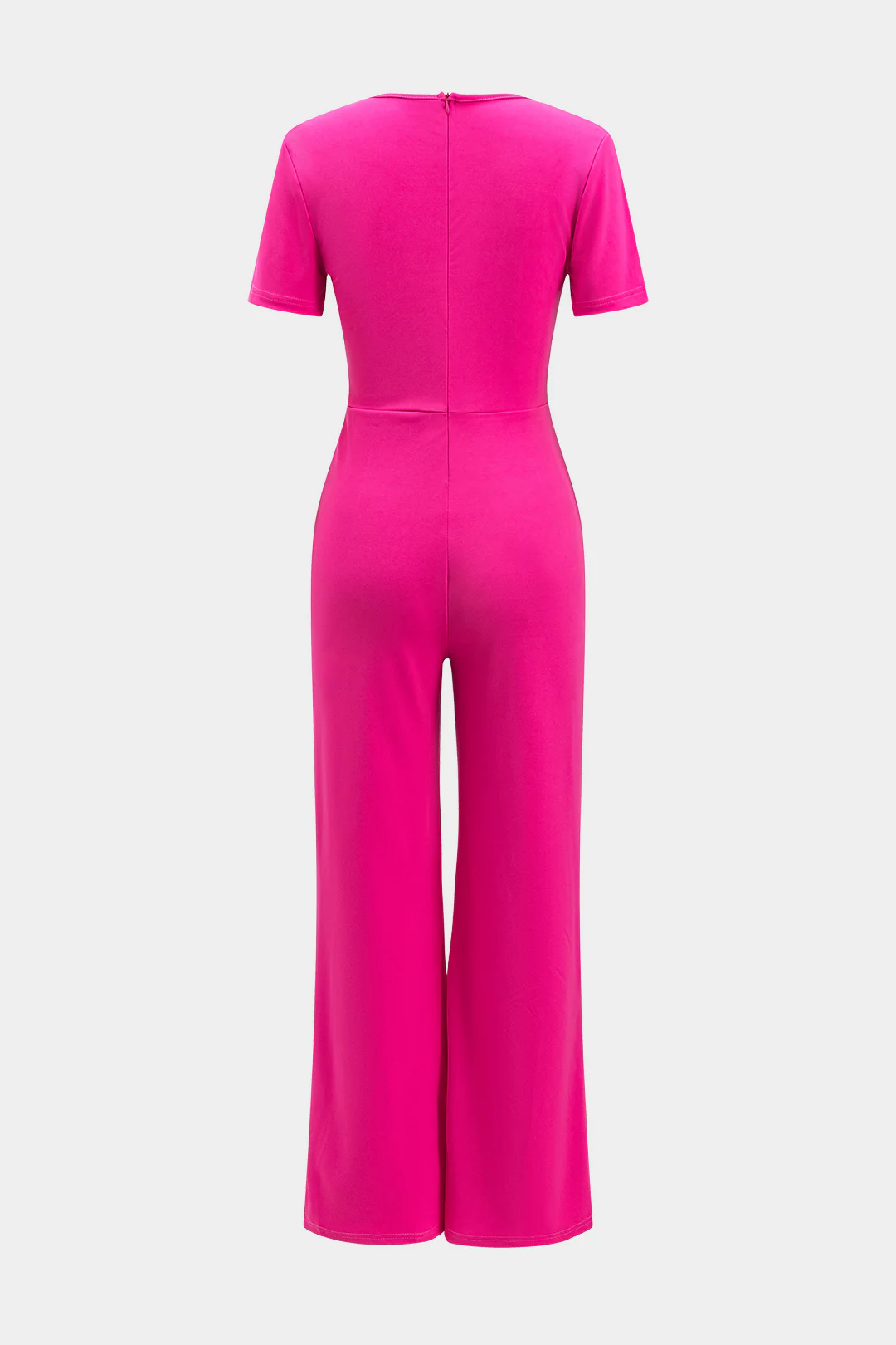 Button Short Sleeve Wide Leg Pants Jumpsuit - Flockneti