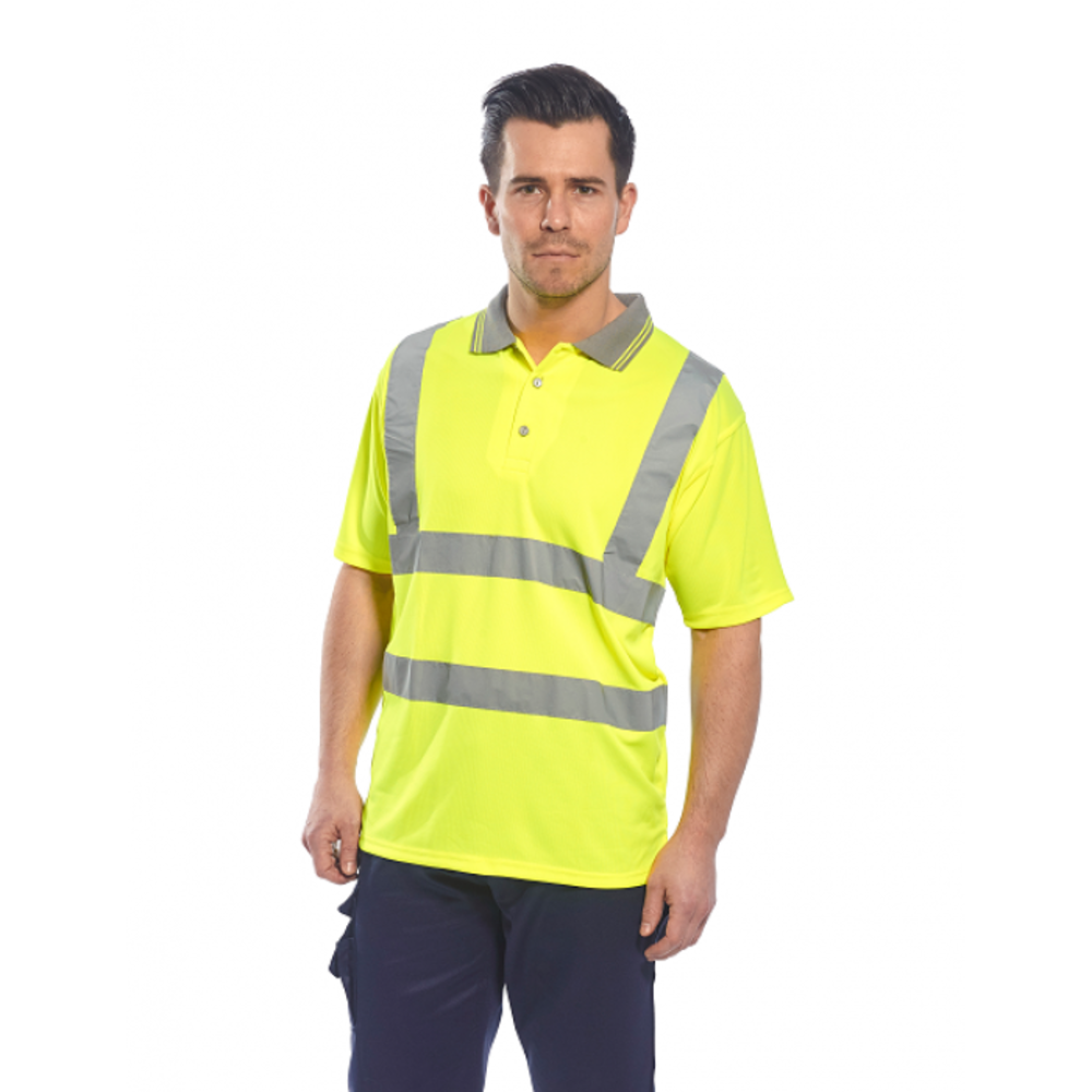 Portwest Yellow Hi-Vis Short Sleeve Polo Shirt – 6XL - Flockneti