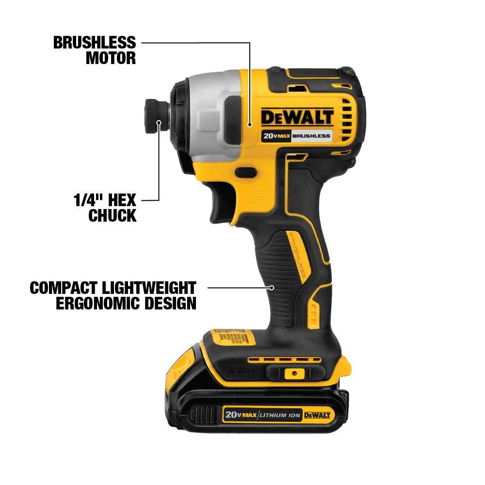 DEWALT 20 V MAX 1/4-in Brushless Impact Driver Kit - Flockneti