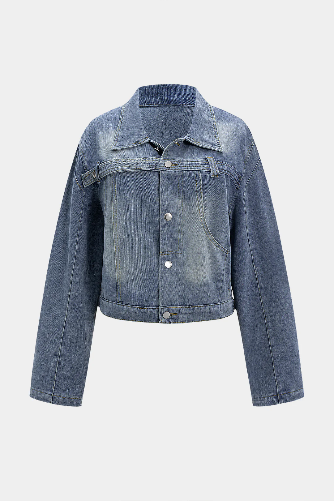 Denim Washed Button Jacket - Flockneti