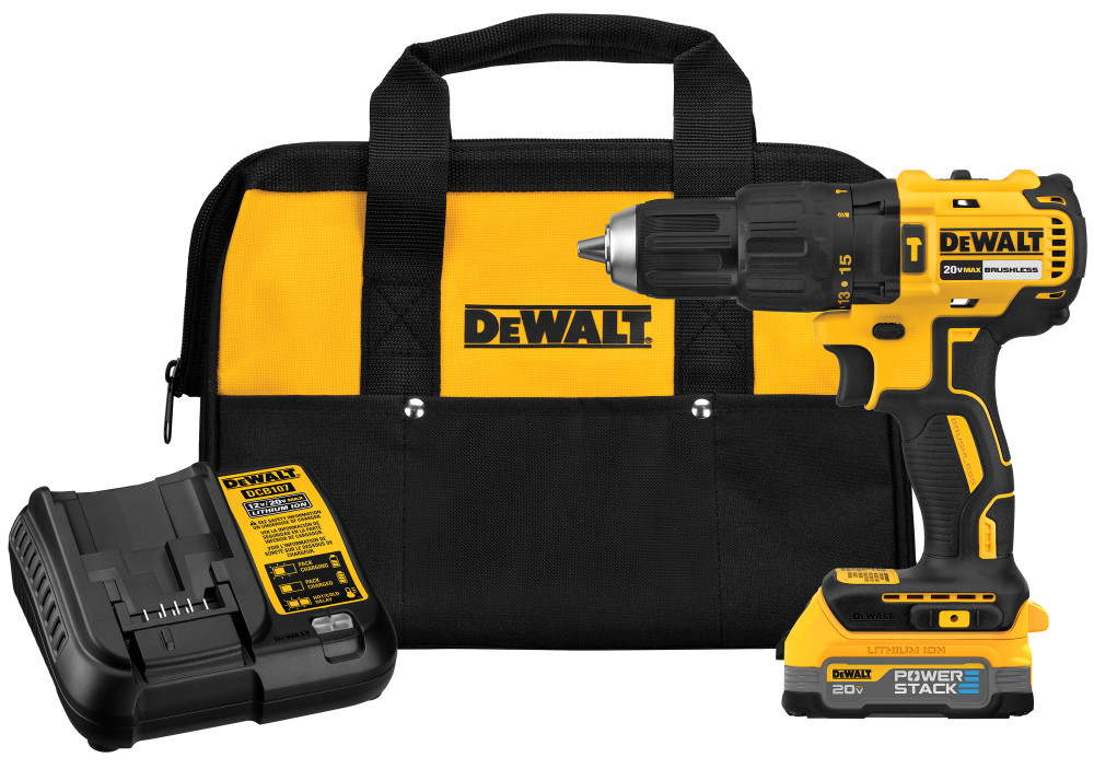 DEWALT 20V Compact Hammer Drill Kit with POWERSTACK Battery - Flockneti