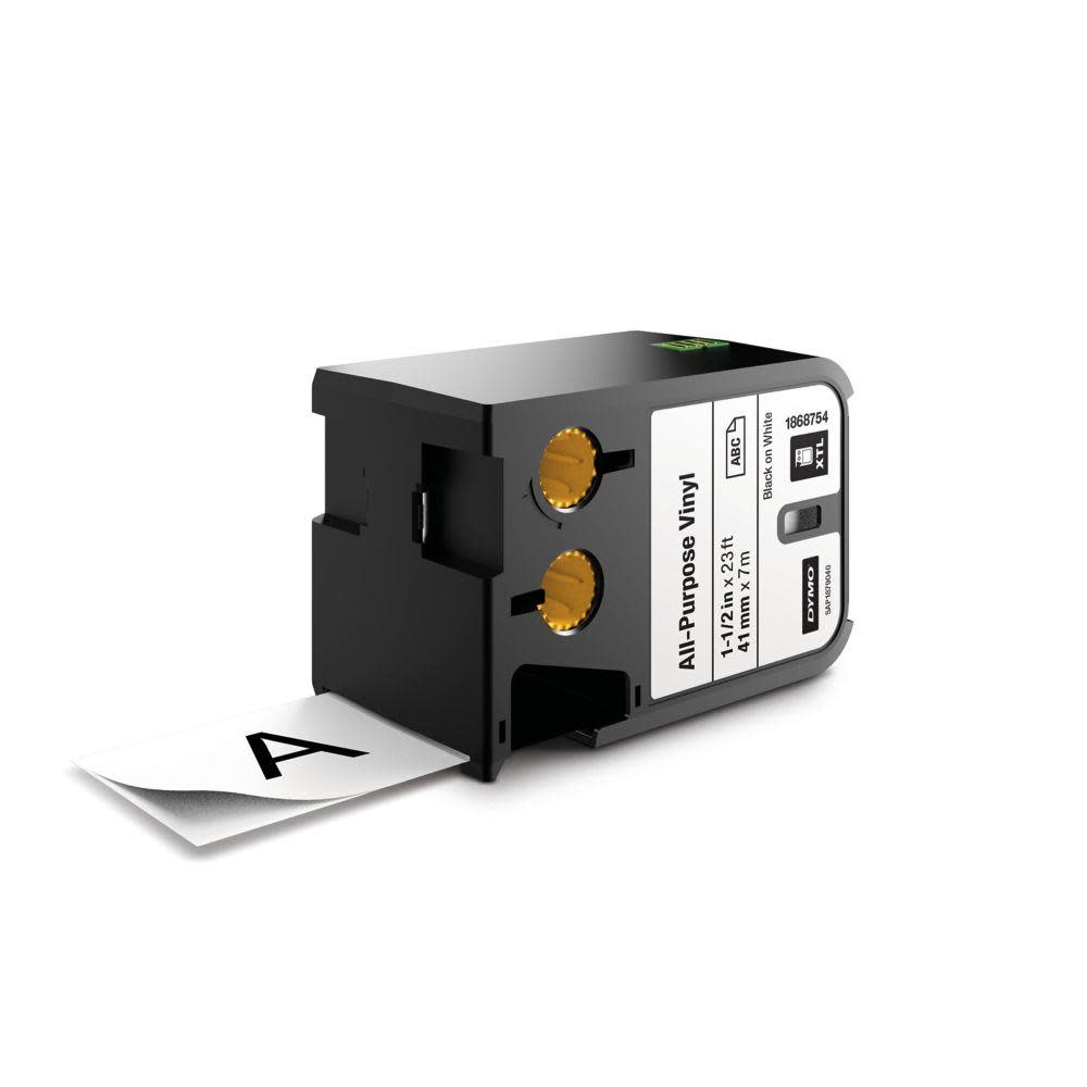 Dymo XTL 1-1/2 In. (41 mm) All-Purpose Vinyl Black On White - Flockneti