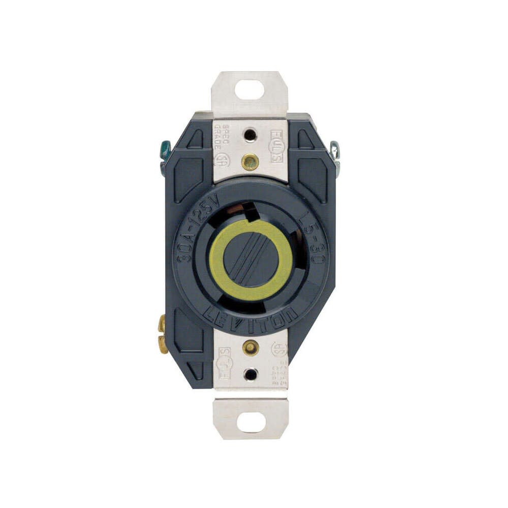 Leviton Outlet Receptacle 30A 125V Black Grounded Single Locking - Flockneti