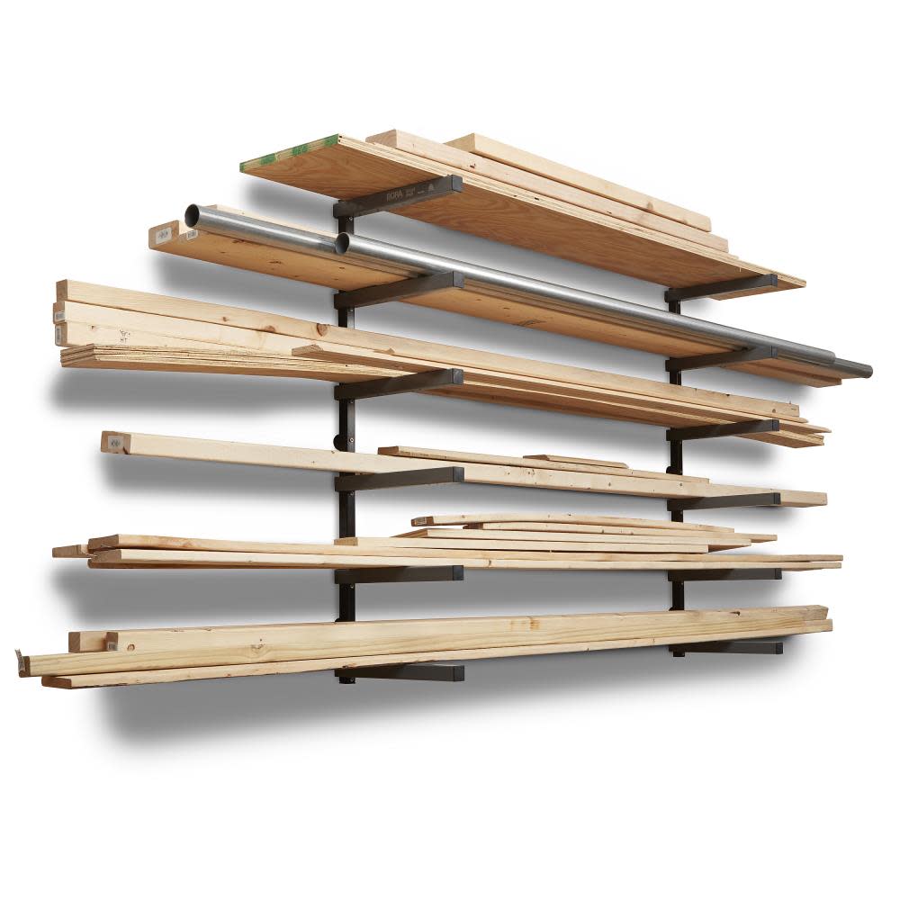 Bora Portamate Wood Rack 6 Tier Wall Mounted Gray/Black - Flockneti