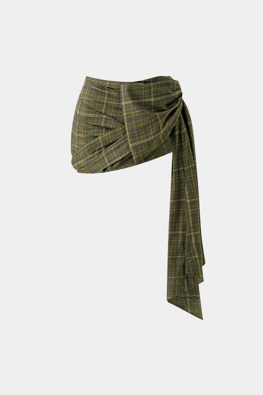 Plaid Print Asymmetrical Skirt - Flockneti