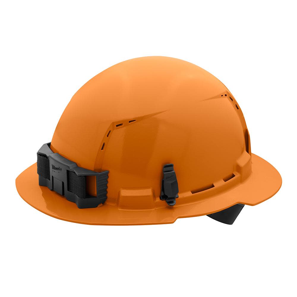 Milwaukee Orange Full Brim Vented Hard Hat with 4pt Ratcheting Suspension Type 1 Class C - Flockneti