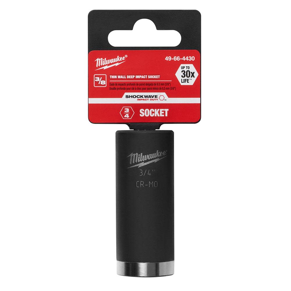 Milwaukee 3/4 In. SHOCKWAVE Impact Duty Deep Well Socket 3/8 In. Drive - Flockneti