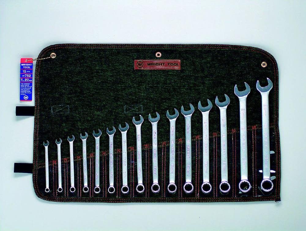 Wright Tool 15 pc. 12 Pt. Metric Combination Wrench Set 7 mm to 22 mm - Flockneti