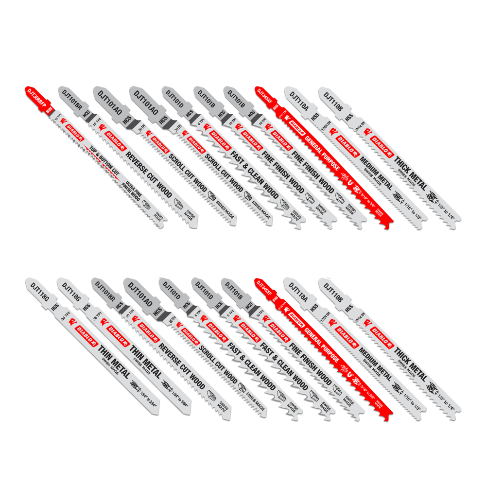 Diablo Tools 20 pc T-Shank Jig Saw Blade Set for Wood & Metal (20-Piece) - Flockneti