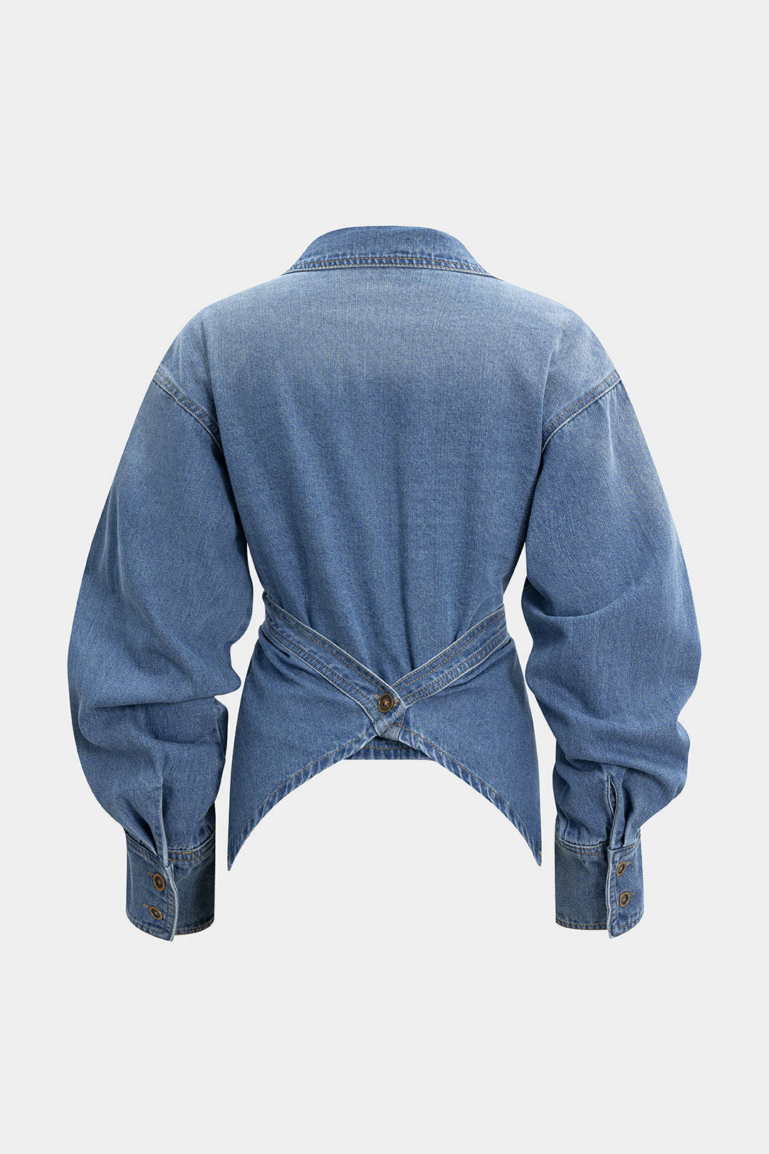 Denim Ruched Crossed Outerwear - Flockneti