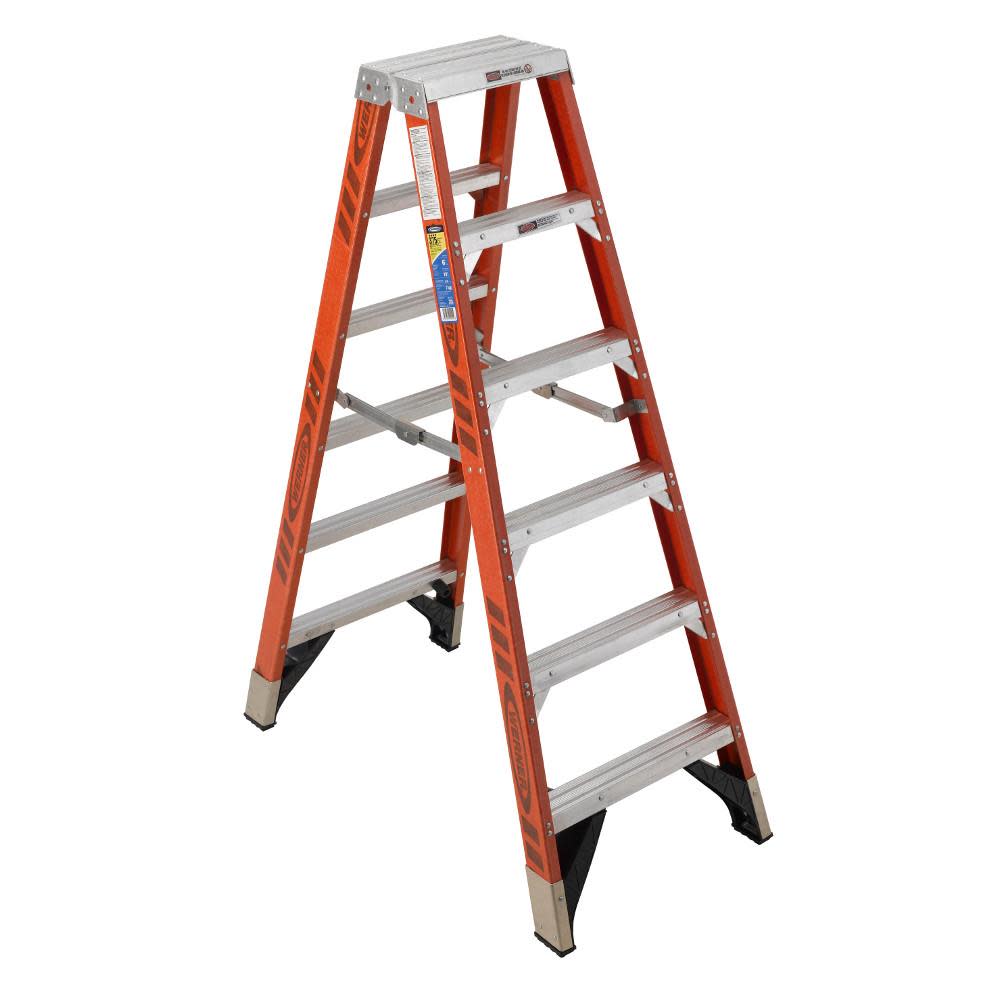 Werner 6-ft Fiberglass 375-lb Type IAA Twin-Step Ladder - Flockneti