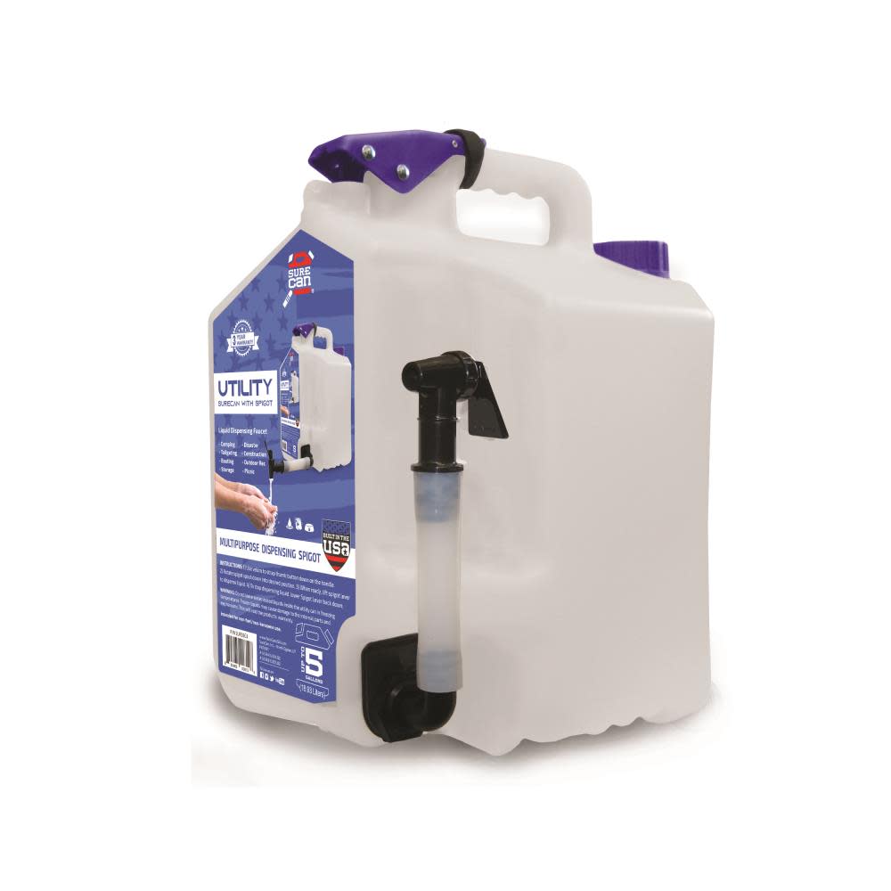 Surecan 5 Gallon 18.93 Liters Multipurpose Dispensing Utility Tank/Can with Spigot - Flockneti
