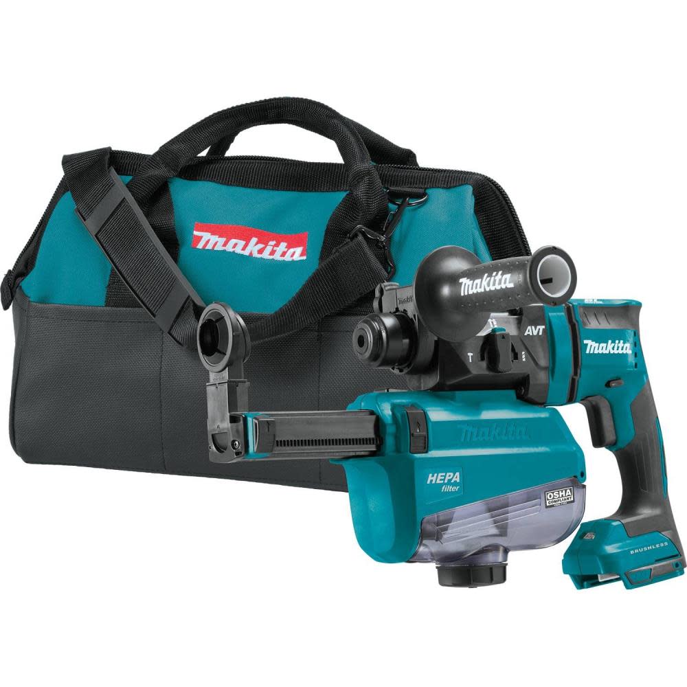 Makita 18V LXT 11/16″ AVT SDS Plus Rotary Hammer Kit with HEPA Dust Extractor Bare Tool - Flockneti