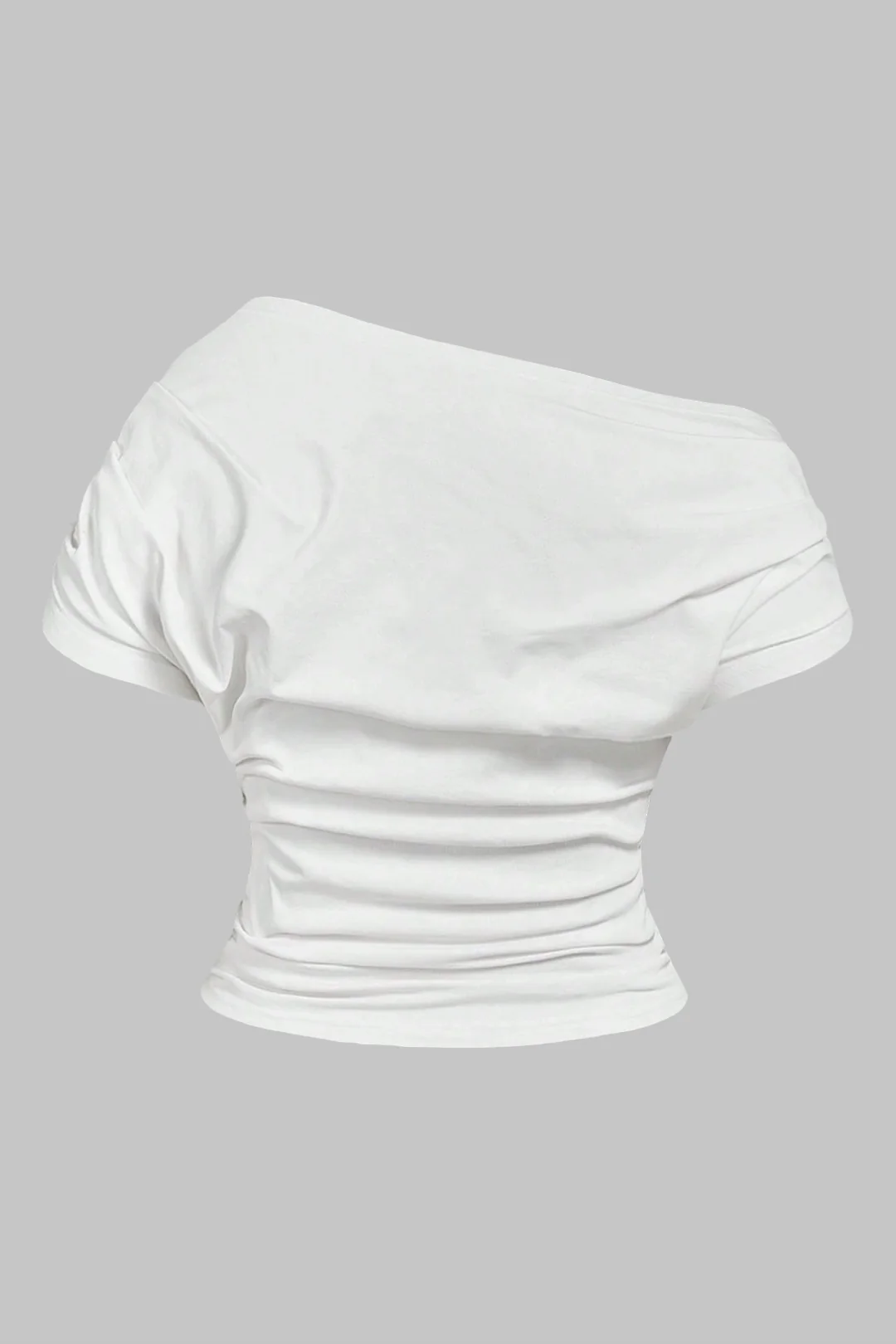 Plus Size One Shoulder Ruched Short Sleeve T-Shirt - Flockneti