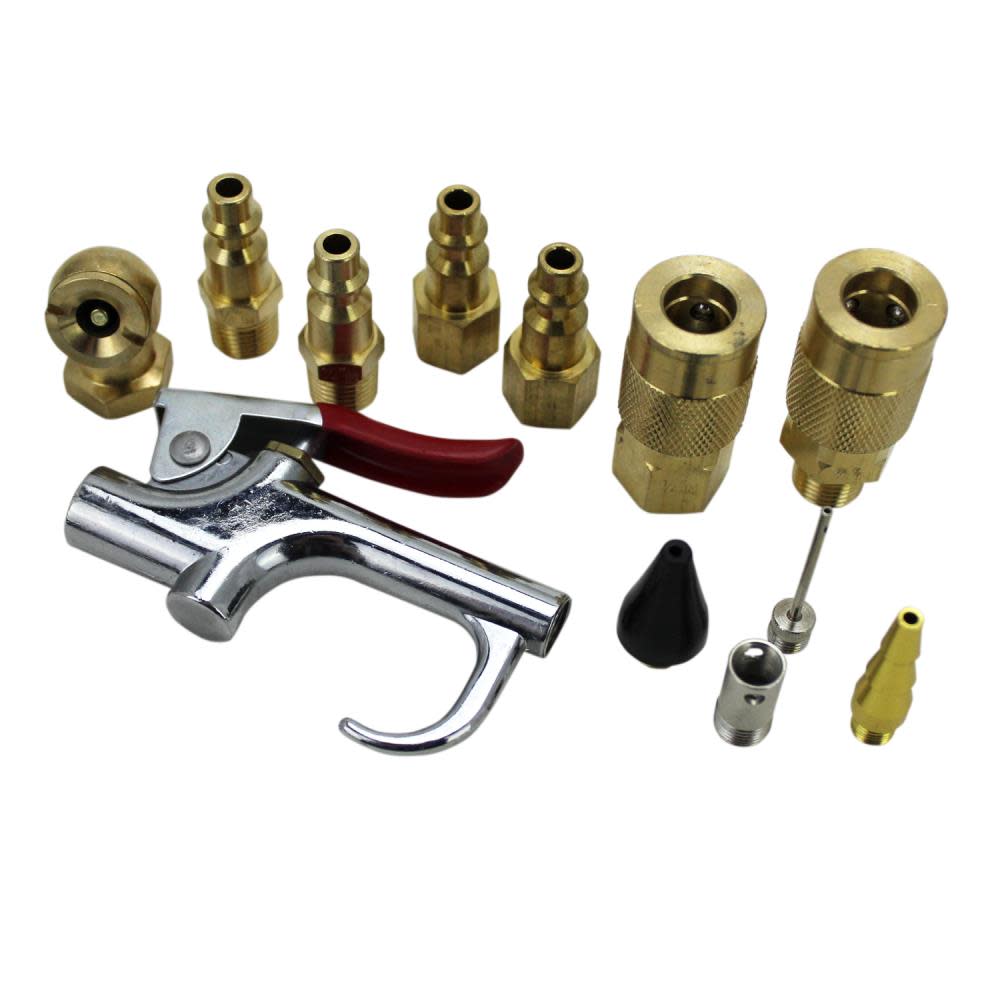 Milton EXELAIR EX0312BKIT – Blow Gun and Air Accessory Kit – Safety adapter Nozzle Tips Inflator Needle Ball Foot Air Chuck and M-Style Couplers/Plugs – 150 Max PSI (12-Piece) - Flockneti