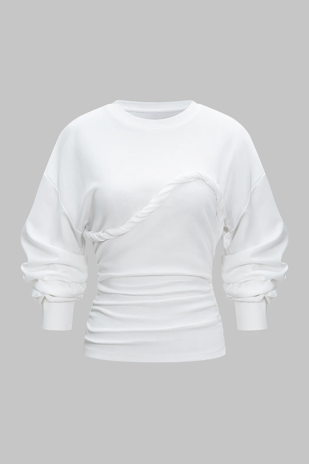 Twist Knot Ruched Long Sleeve Sweatshirt - Flockneti