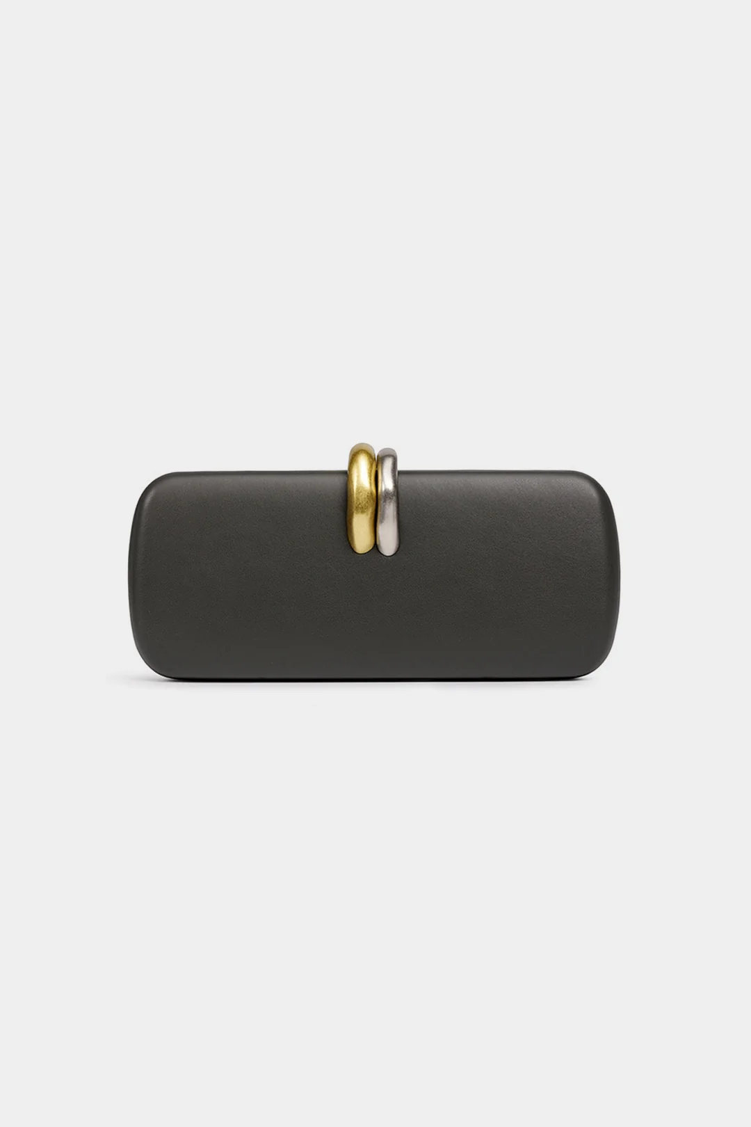 Faux Leather Metallic Chain Crossbody Clutch Bag - Flockneti