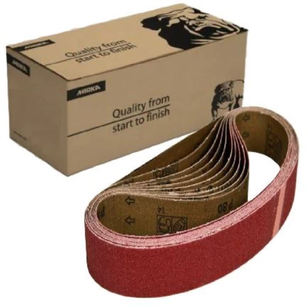 Mirka HIOLIT XO Sanding Belts 3″ x 21″ P80 T-Joint 10pk - Flockneti