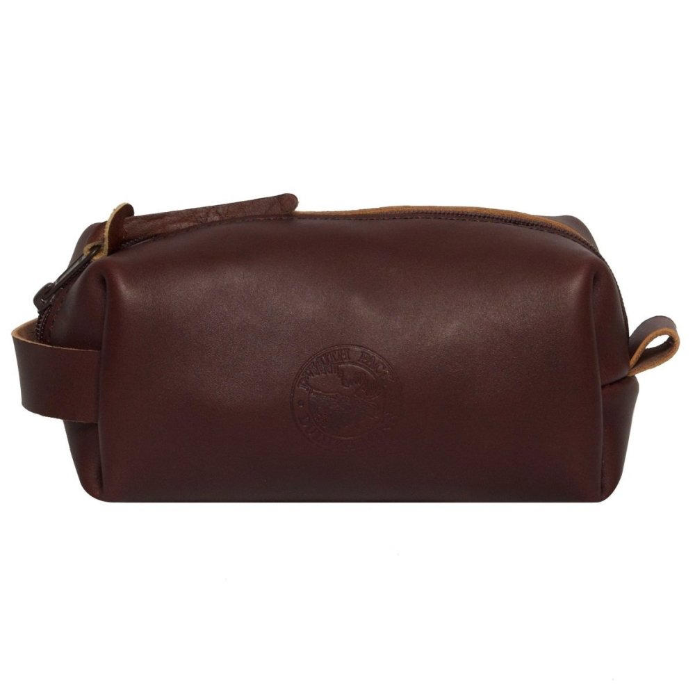 Duluth Pack 2 Liter Capacity Brown Medium Leather Travel Kit Bag - Flockneti