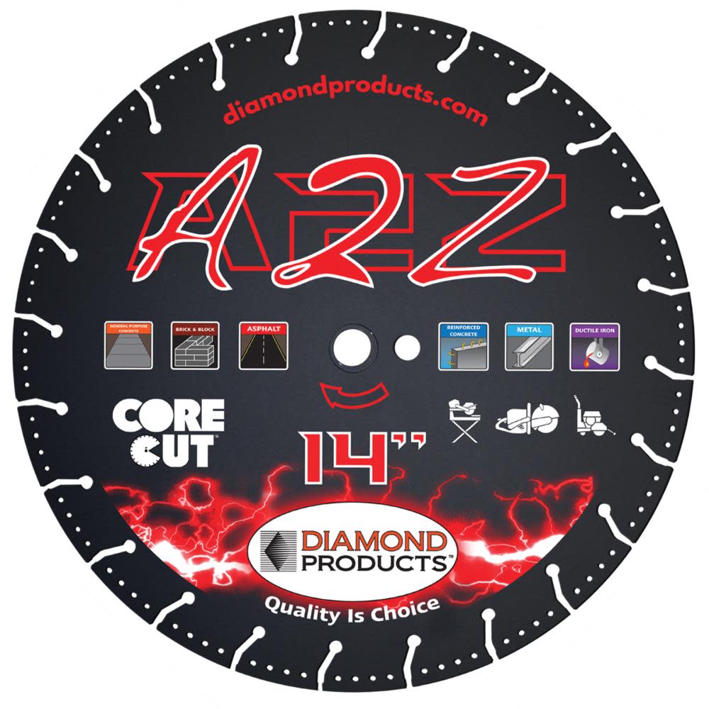 Diamond Products A2Z 14 In. x .125 In. x 1 In. Vacuum Bonded Multipurpose Blade - Flockneti