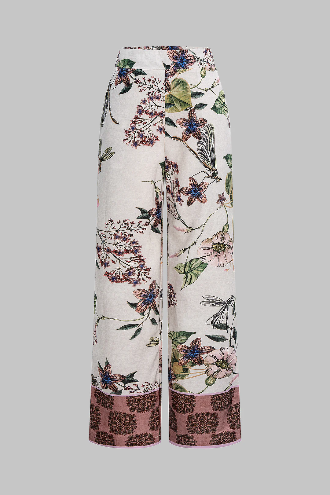 Floral Print Straight Leg Pants - Flockneti