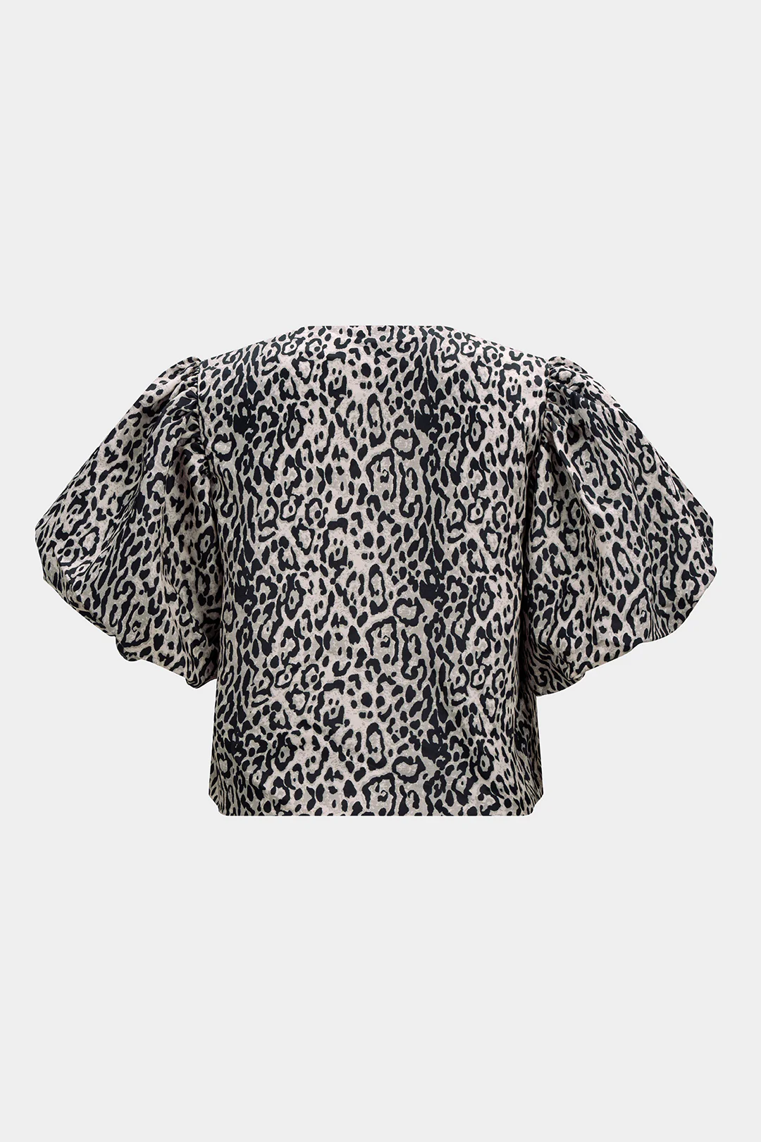 Leopard Print Button Puff Sleeve Shirt - Flockneti