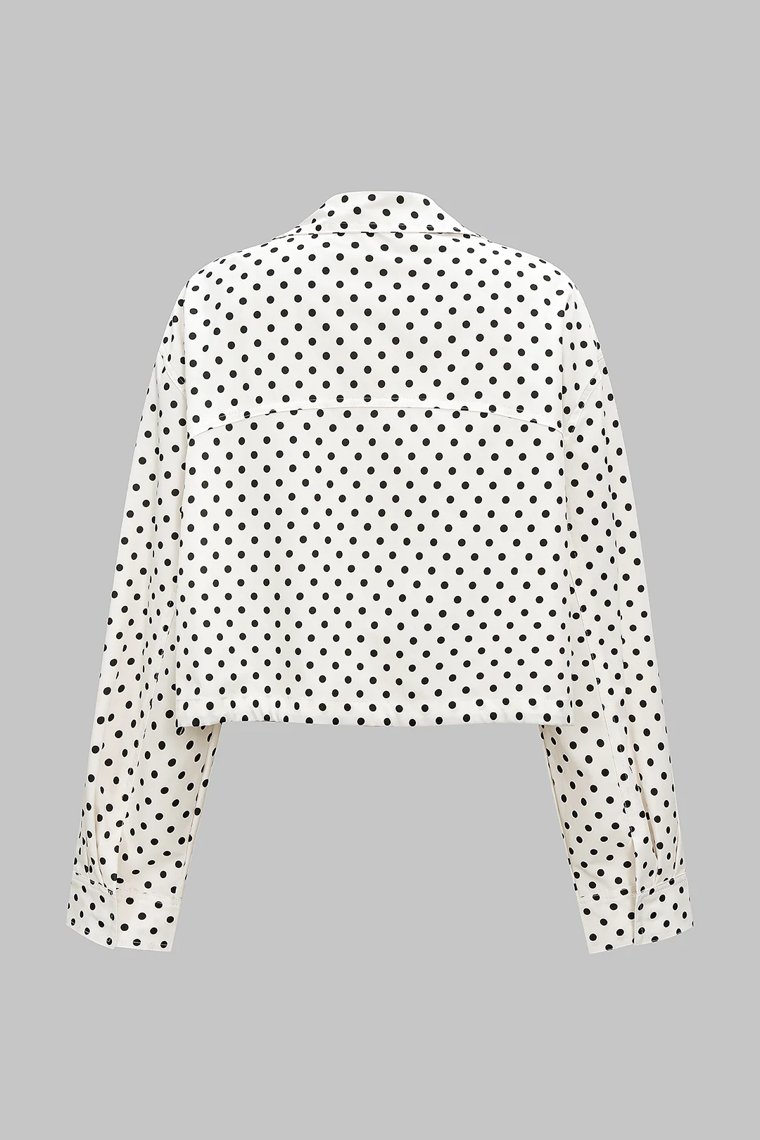 Polka Dots Print Zipper Long-Sleeve Top - Flockneti