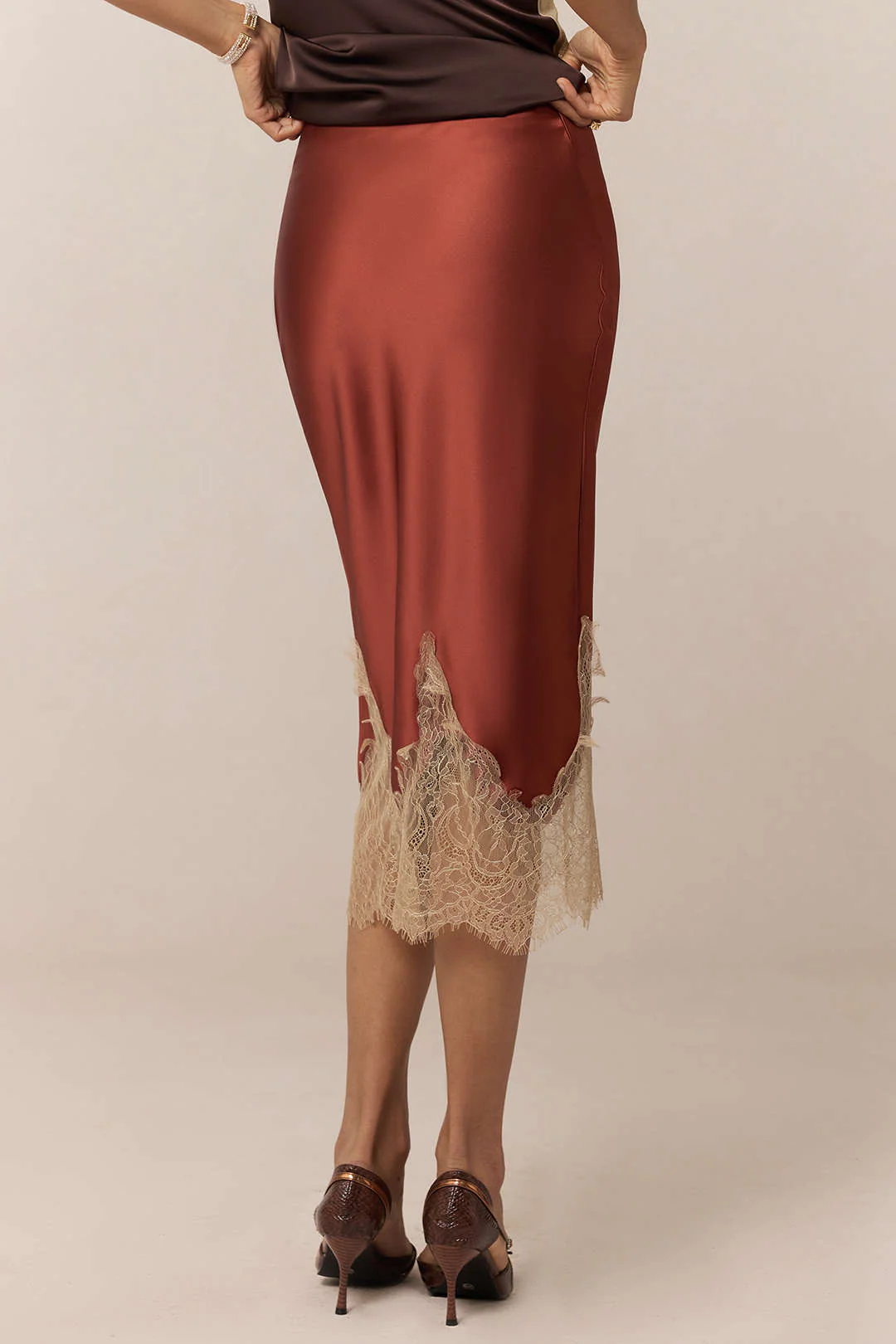 Satin Patchwork Lace Skirt - Flockneti