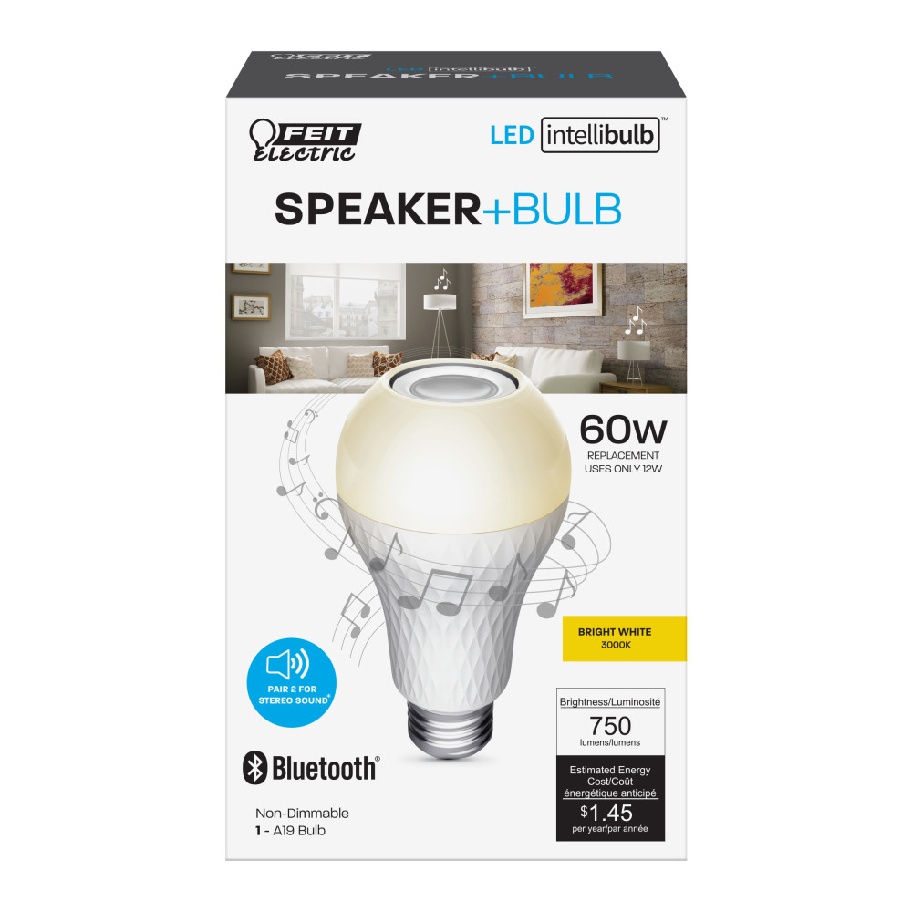 Feit Electric 60W A19 3000K LED Light Bulb with Speaker 1pk - Flockneti