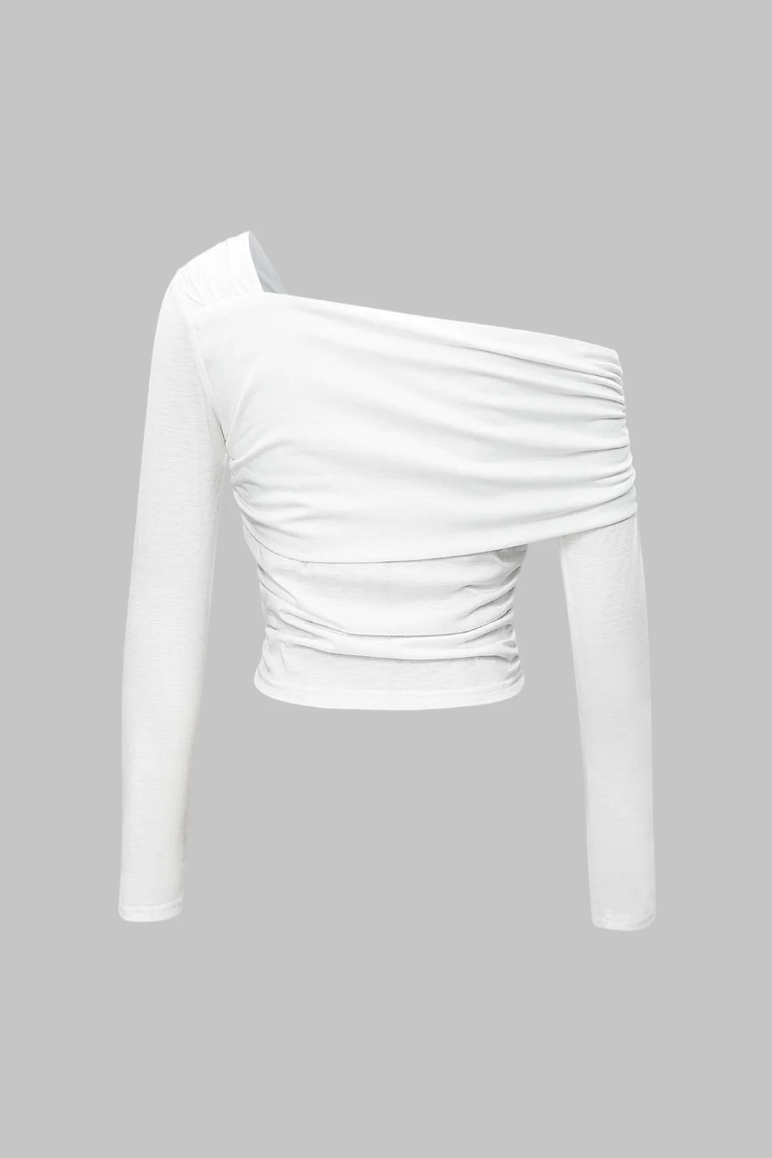 One Shoulder Ruched Asymmetrical Long-Sleeve Top - Flockneti