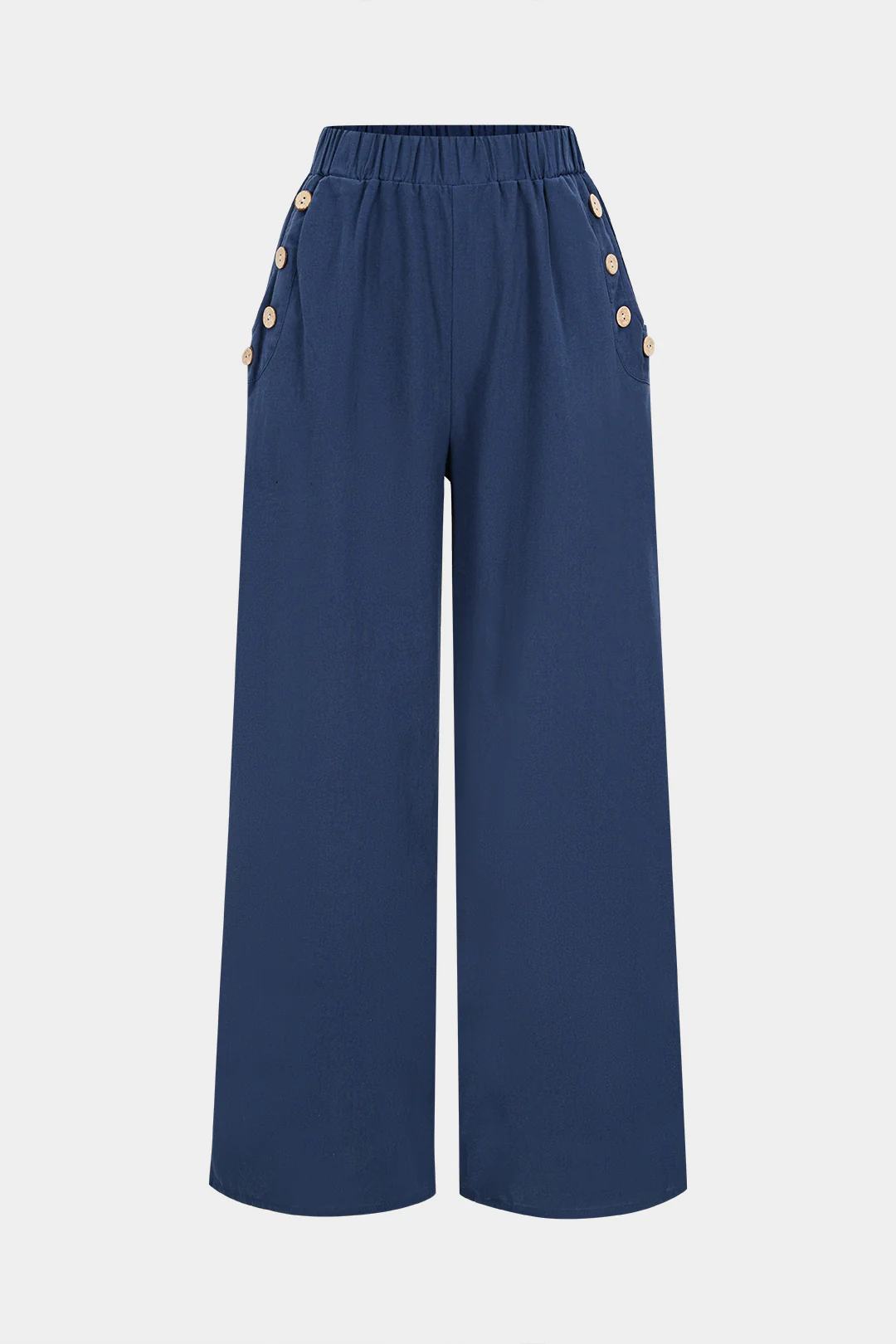 Button Pocket High Waist Wide Leg Pants - Flockneti