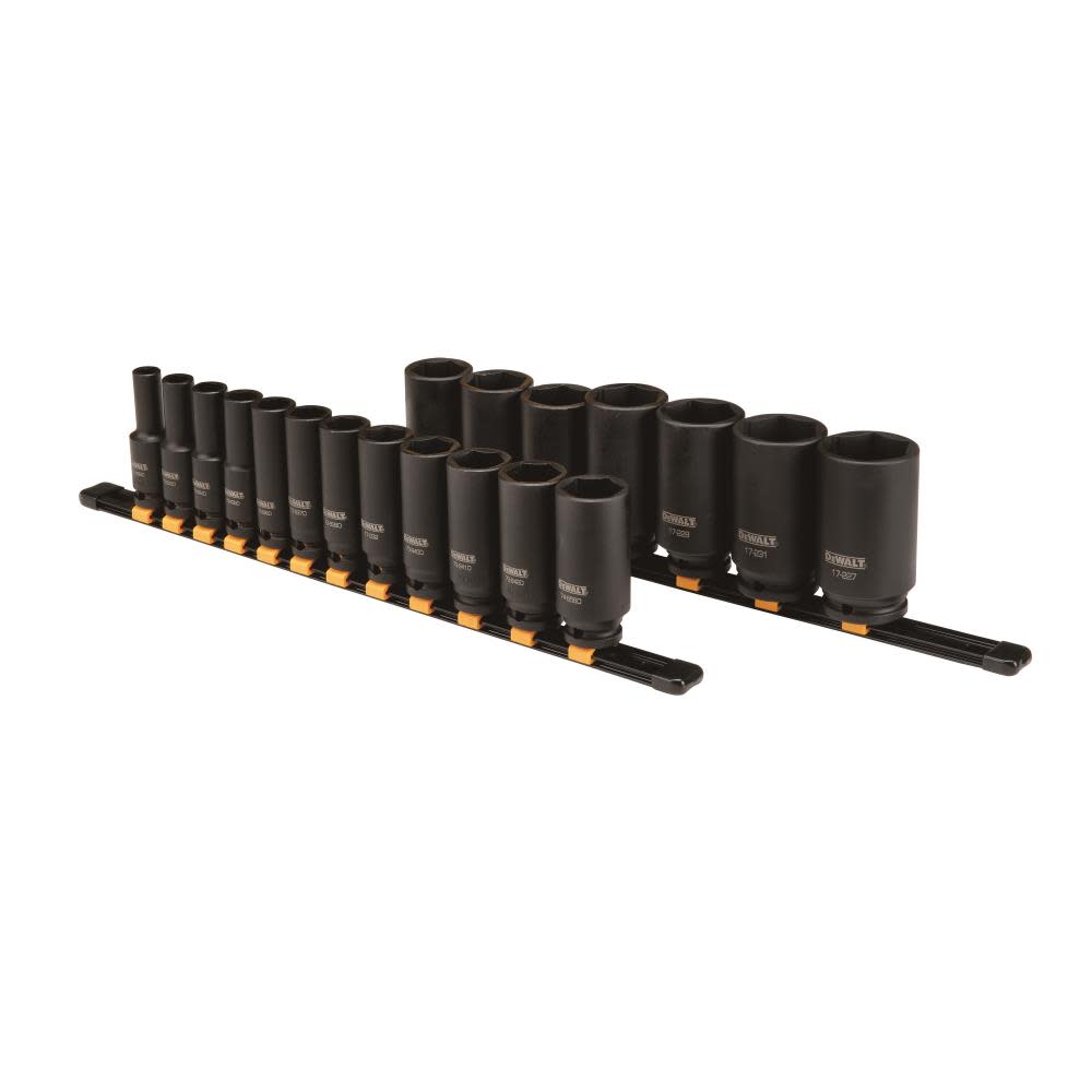 DEWALT 19 Piece 1/2 in Drive Deep Impact Socket Set 6 PT - Flockneti