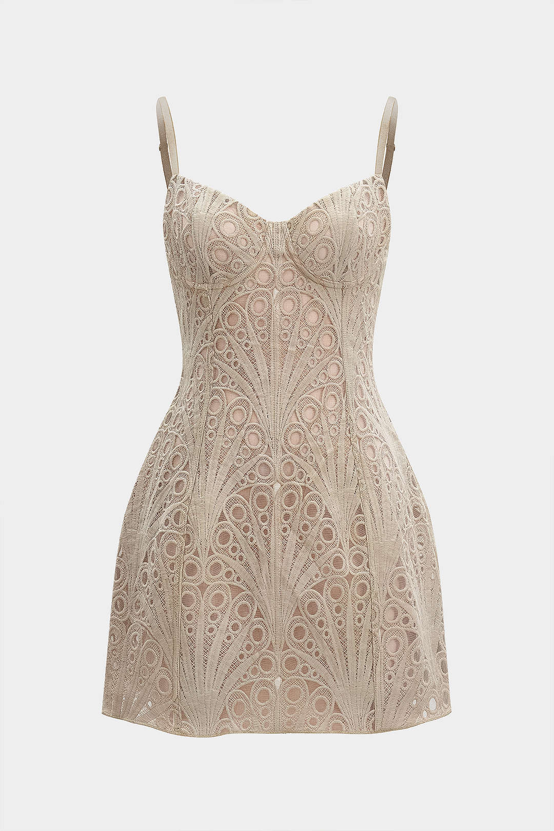 Lace Bustier Zipper Sleeveless Mini Dress - Flockneti