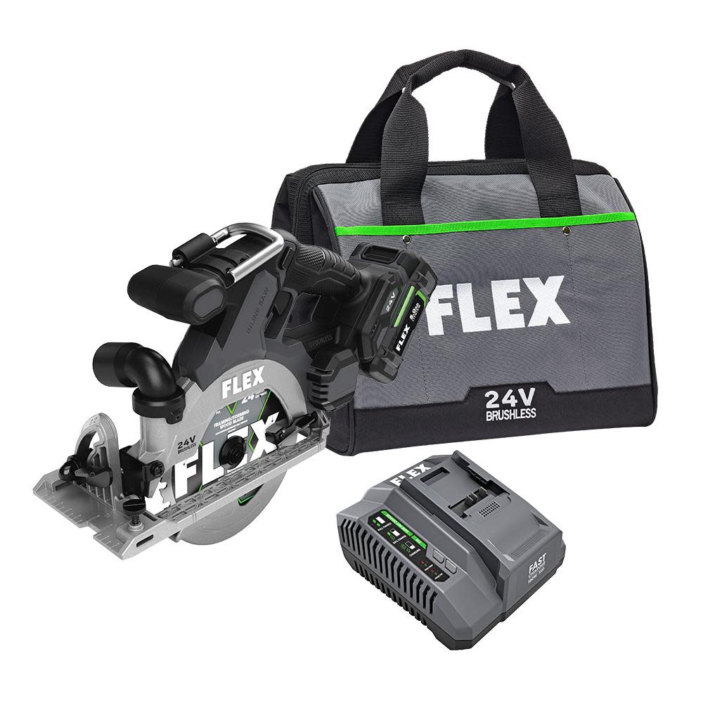 FLEX 24V 6-1/2-In In-Line Circular Saw Kit - Flockneti